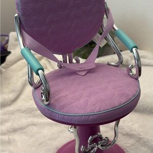 My Generation Purple and Teal Quilted Chair with Chrome Accents